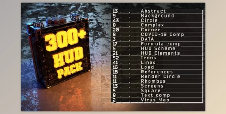 Download Motion Array 300 HUD Element Pack