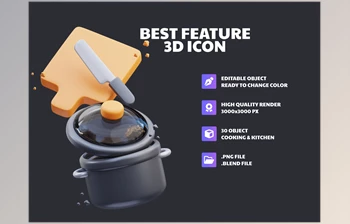 Download <span class='badge badge-warning'>Cooking</span> Time 3D Illustration