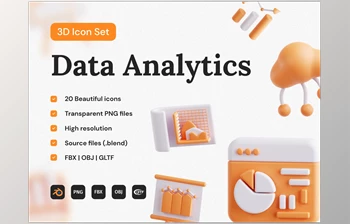Download <span class='badge badge-warning'>UI8</span> – Data Analytics <span class='badge badge-warning'>3D</span> Icon Set