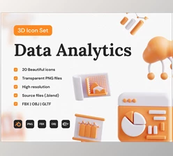Download UI8 – Data Analytics 3D Icon Set