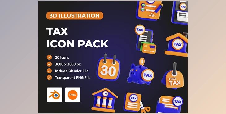 Download UI8 – Tax 3D Icon Set