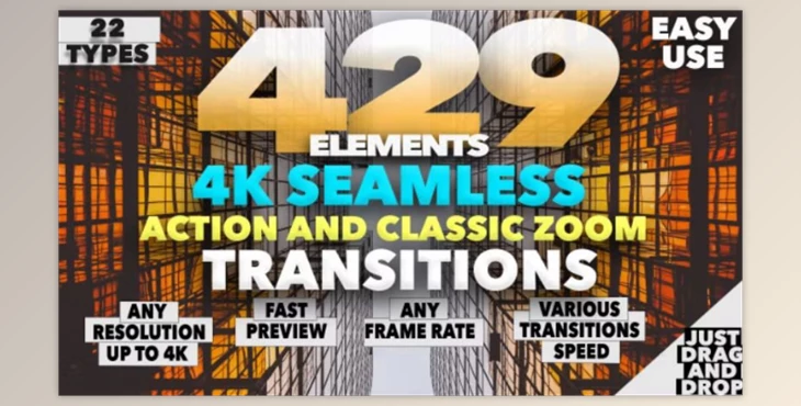 Download Motion Array 4k Seamless Zoom Transitions Pack