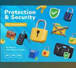 Download UI8 – Protection & Security 3D Icon Set