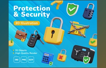 Download <span class='badge badge-warning'>UI8</span> – Protection & Security <span class='badge badge-warning'>3D</span> Icon Set