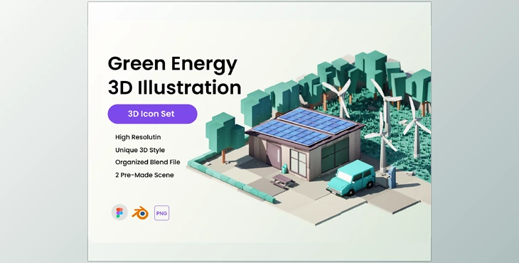 Download UI8 – Green Energy 3D Illustration