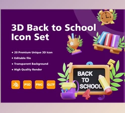 Download UI8 – 3D Back to School Item icon set