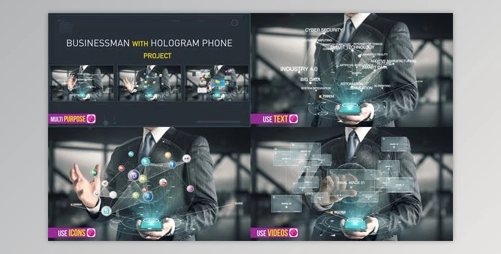 Download Businessman with Hologram Phone (Videohive 21612818) - AE Project