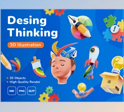Download UI8 – 20 3D Design Thinking Icon Set