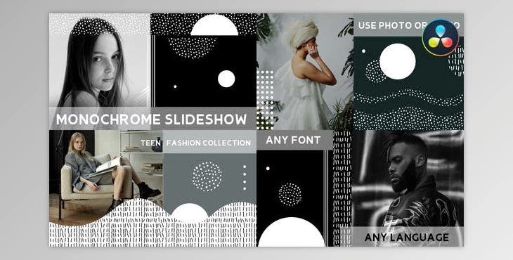 Download Monochrome Slideshow for DaVinci Resolve (Videohive 43362089)