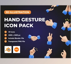 Download UI8 – Hand Gesture 3D Icon Pack