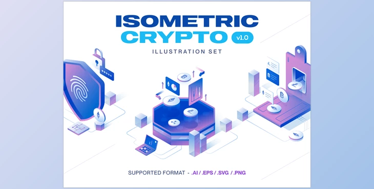 Download UI8 – Currency – Cryptocurrency Isometric Illustration Set