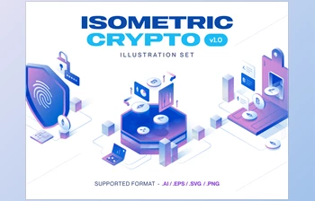 Download <span class='badge badge-warning'>UI8</span> – Currency – Cryptocurrency Isometric Illustration <span class='badge badge-warning'>Set</span>