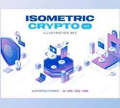 Download UI8 – Currency – Cryptocurrency Isometric Illustration Set