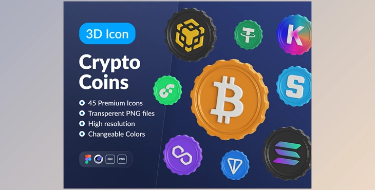 Download UI8 – Crypto Coins: 3D Icon Set
