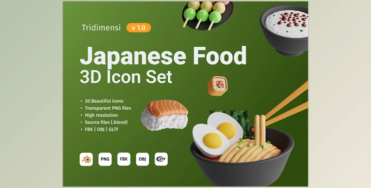 Download UI8 – 3D Japanese Food V1