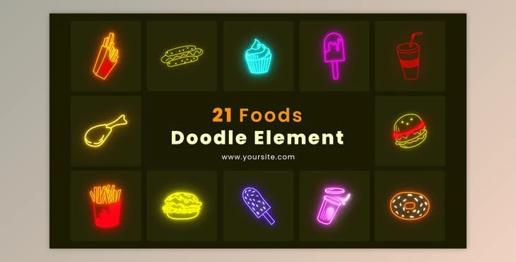 Download Tasty Foods Doodle Element Pack (Videohive 43803515) - AE Project