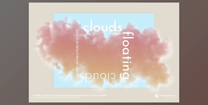 Download Floating Colorful Clouds | PNG/PSD Creativemarket - 10314776