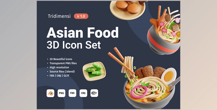 Download UI8 – 3D Asian Food