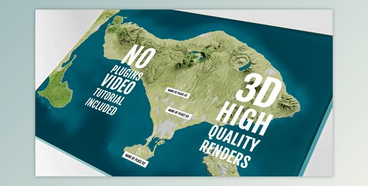 Download 3D Physical Map - Bali / Indonesia (Videohive 44354500) - AE Project