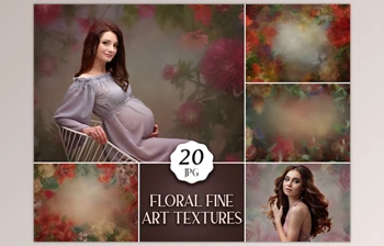 Download 20 Floral Fine <span class='badge badge-warning'>Art</span> Textures for Photoshop, Digital Flower Portrait Backdrops for Photo Editing, Painting Backgrounds for Photographers