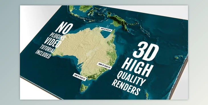 Download 3D Physical Map – Australia and Oceania (Videohive 44742052) - AE Project