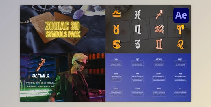 Download Zodiac 3D Symbols Pack for After Effects (Videohive 44697660) - AE Project