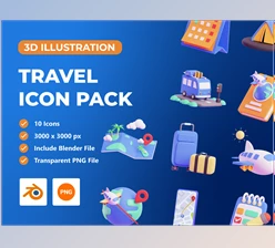 Download UI8 – Travel 3D Icon Pack