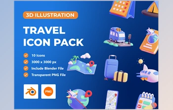 Download <span class='badge badge-warning'>UI8</span> – Travel <span class='badge badge-warning'>3D</span> Icon Pack