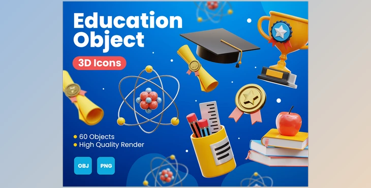 Download UI8 – Education Object 3D Icons