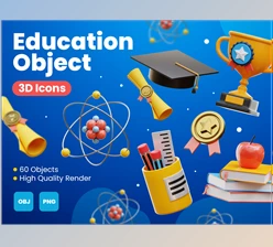Download UI8 – Education Object 3D Icons