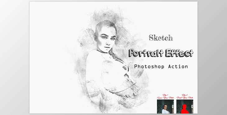 Download Sketch Portrait Effect Photoshop Action Creativemarket - 14477244