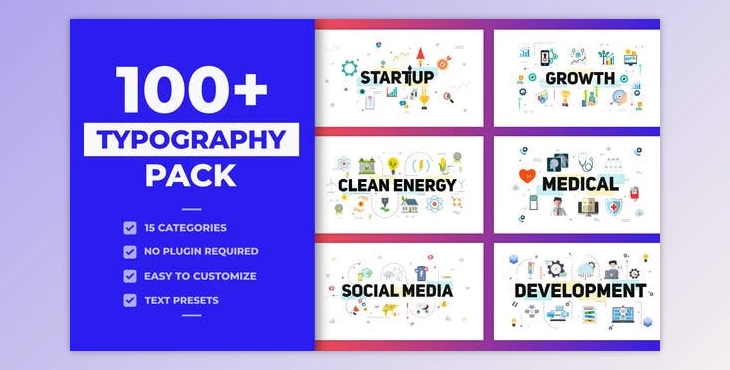 Download 100 Typography Scenes Pack (Videohive 39082765) - AE Project