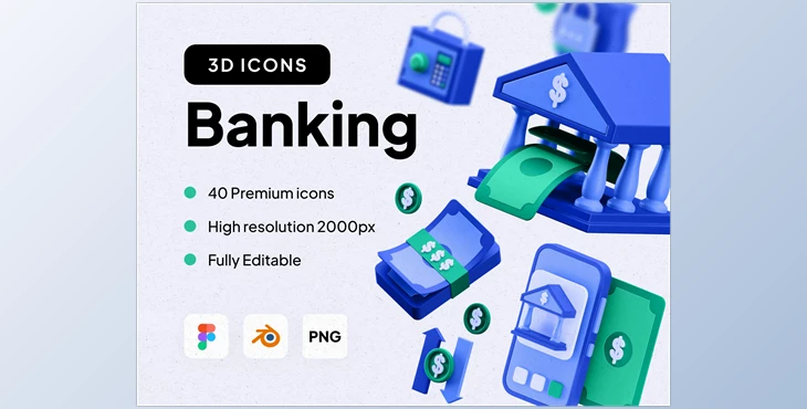 Download UI8 – Multiangle 3D Banking Icons