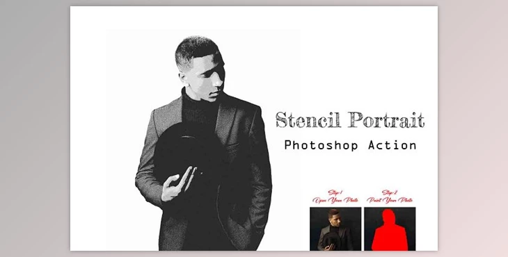 Download Stencil Portrait Photoshop Action Creativemarket - 14494546