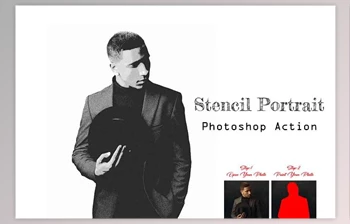 Download Stencil Portrait Photoshop Action Creativemarket - 14494546