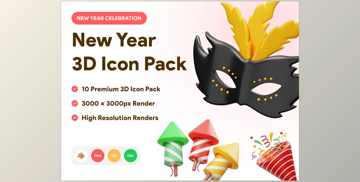 Download UI8 – New Year Celebration 3D Icon