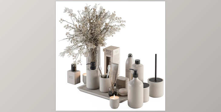 Download Bathroom accessory Set with Dried Plants Set 20