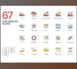 Download UI8 – 67 Car Service Icons ColorPop Series