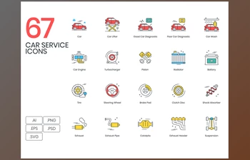 Download <span class='badge badge-warning'>UI8</span> – 67 Car Service <span class='badge badge-warning'>Icons</span> ColorPop Series