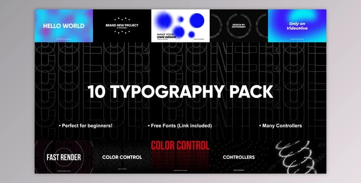 Download 10 Awesome Typography Pack | After Effects (Videohive 45056630) - AE Project