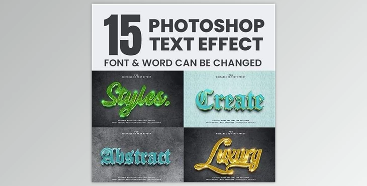 Download 15 Photoshop Editable 3d Text Effect Style Pack GraphicRiver - 44461597